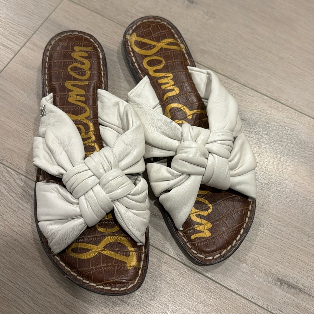Sam Edelman white slide sandals